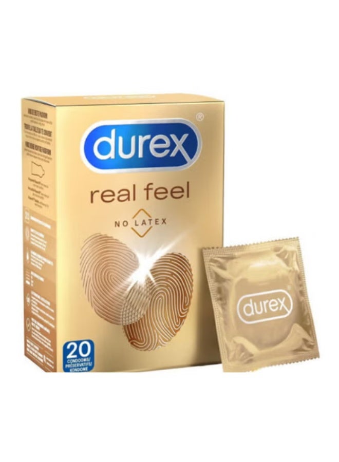 عبوة من 20 واقي ذكري طبيعي خالٍ من اللاتكس، بملمس واقعي